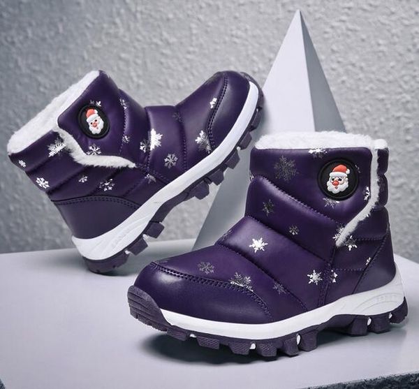 

autumn winter new style santa claus childrens snow boots kids waterproof warm cotton boots boys girls outdoor sports shoes, Black;grey