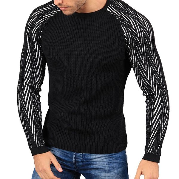 

monerffi mens striped sweater patchwork knitted pullovers mens sweaters slim fit casual knitwear male spring autumn warm, White;black