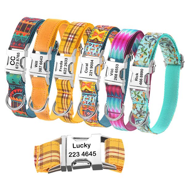 

dog collar personalized pet dog tag collar custom puppy cat nameplate id collars adjustable for medium dogs engraved