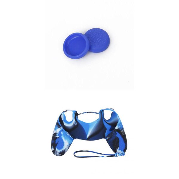 

blue controller cover with thumbstick caps for the playstation 4 gamepad