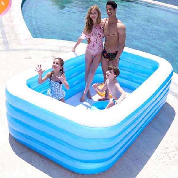 

1.5m- 3.05m large inflatable swimming pool children adults bathing tub home use baby paddling pool inflatable square kids