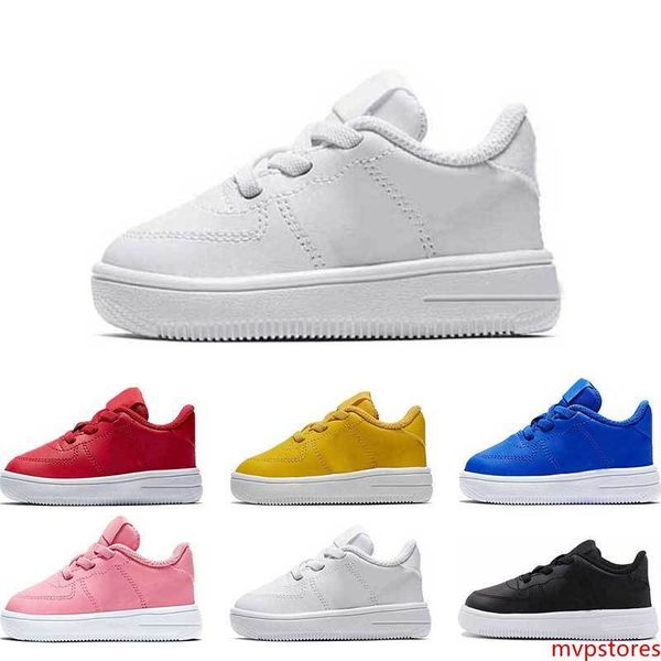 

2019 kids designer shoes for girl boys pink tirple white oreo bule yellow red leather flat platform fashion size 22-35