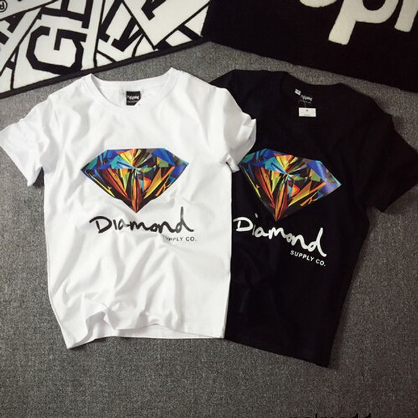 

новое поступление качество бренд рубашка 3d diamond мужчины с коротким рукавом футболка скейтборд мода брендовая одежда хип-хоп футболки для, White;black