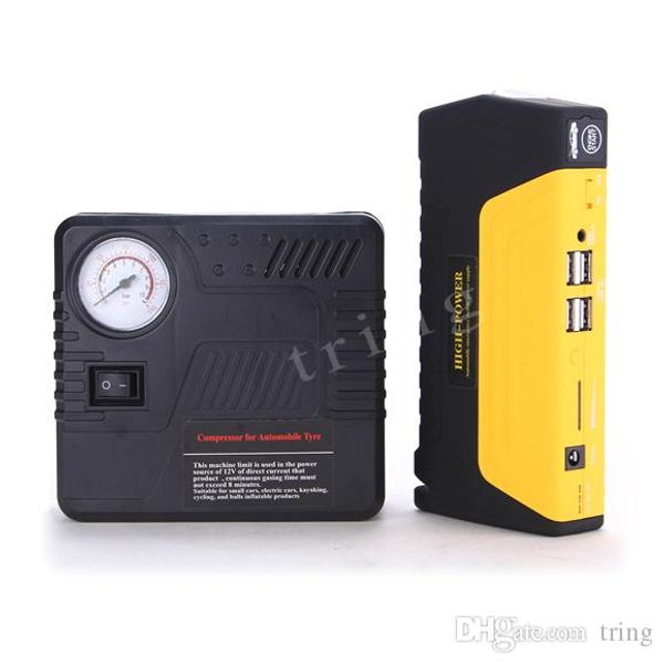 

multi-function car jump starter gasoline&diesel version car battery charger 4usb out put mobile power bank with air compressor