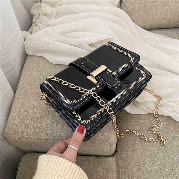 

ladies patent leather small flap single shoulder bag fashion side design chain crossbody bags for women 2020 bolsos para mujer