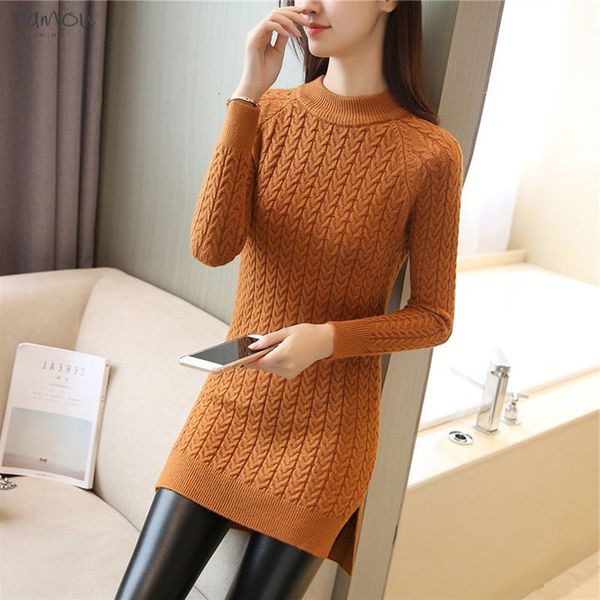 

Pullover New 2019 Women Autumn Winter 100% Wool Embroidery Long Sweater Pullovers Casual Warm Female Knitted Sweaters Fashion Lady