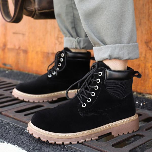 

waterproof function upgraded boots men winter work shoes rome motorcycle ankle boots big size .8, Black