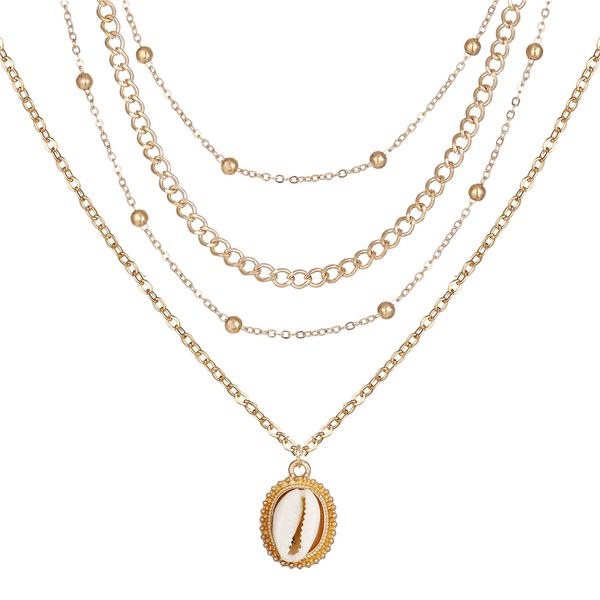 

2019 trendy золото серебро bohemian многослойные ожерелья для женщин моды, shell шарм ожерелья цепи оптовых ювелирных изделий, Silver