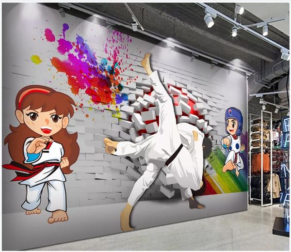 

wdbh 3d p wallpaper custom mural taekwondo master cartoon tooling background living room home decor 3d wall murals wallpaper