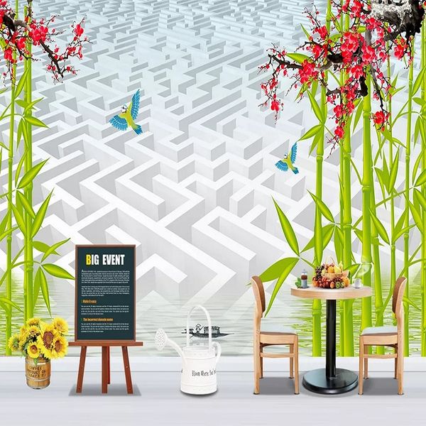 

custom large mural 3d wallpaper modern creative 3d expansion space chinese bamboo living room tv back wall decor 5d embossed