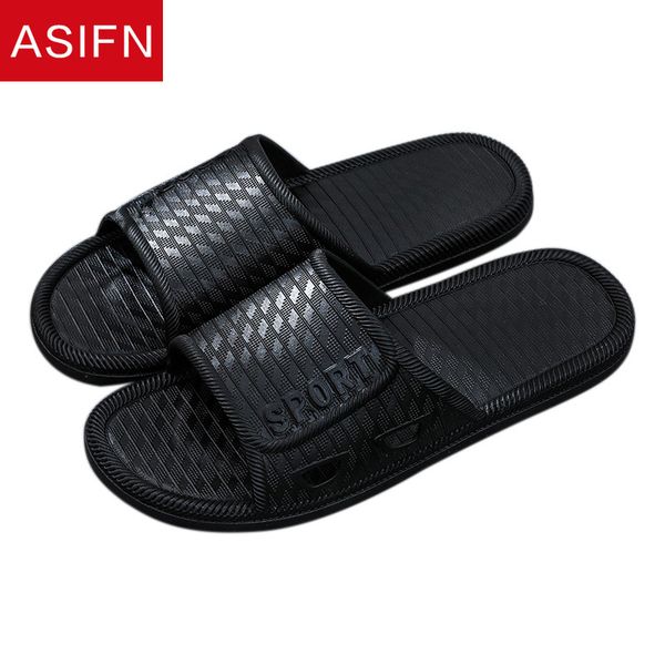 

asifn home bathroom slippers men women couple summer indoor outdoor plastic slipper flip flops non-slip slides zapatos de hombre, Black