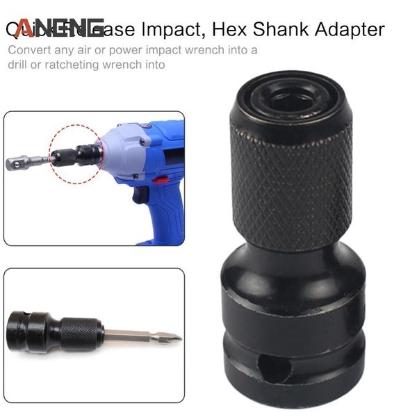 

1pc 1/4" hex shank drill chuck conversion kit converter impact driver 1/2" square quick change adapter converts air power wrench