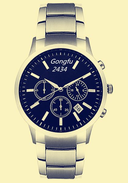 

men's watch quartz watches gongfu2434-no box, Slivery;brown