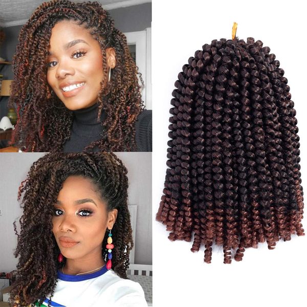 

spring twist 1 packs ombre crochet braids bomb twist synthetic hair extensions jamaican bounce curl (8", 1b-350, Black