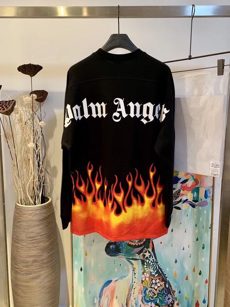 

2019 осень новая мода мужская дизайнер пламя печать кофты джемперы ~ мужской размер США перемычка большой стиль