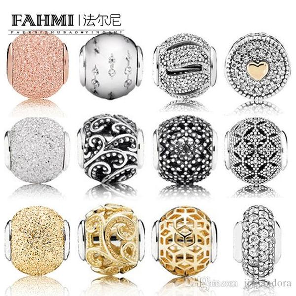 

hywo 100% genuine 925 sterling silver hollowed out pattern charm bead fit collocation diy bracelet & bracele jewelry wholesale, Golden;silver