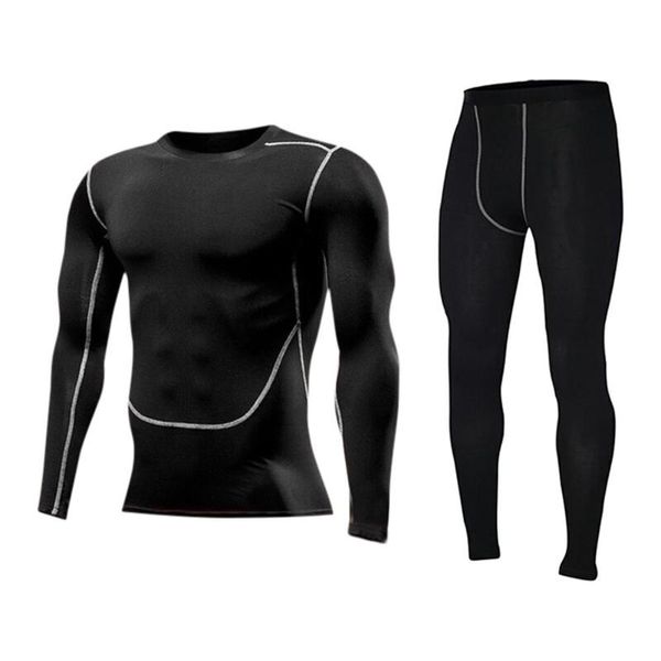 

thermal underwear men's suit compression suit fleece long johns quick-drying thermal underwear set running tight sports men 3xl, White;black