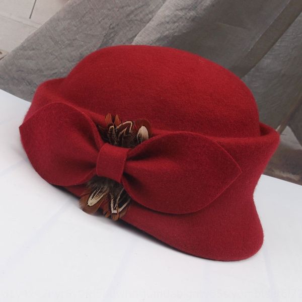 

female feather bow beret butterfly beret elegant small hat stewardess hat duck tongue, Blue;gray