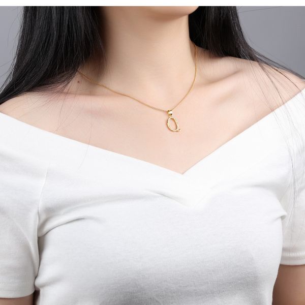 

wholesale- fashion luxury designer gold plated copper diamond zircon letters choker pendant necklace for women men 50cm, Silver