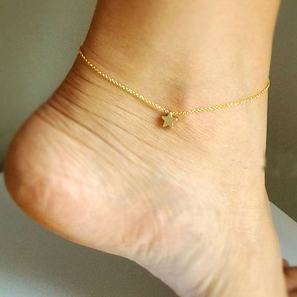 

europe and america foot ornaments trend classic romantic five-pointed star simple anklet bracelets dual purpose, Red;blue