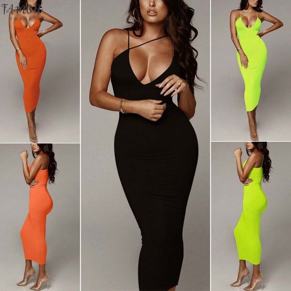 

2020 мода sexy женщин бинты bodycon рукавов party club ослепительная solid color тонкий подходит длинное платье, Black;gray