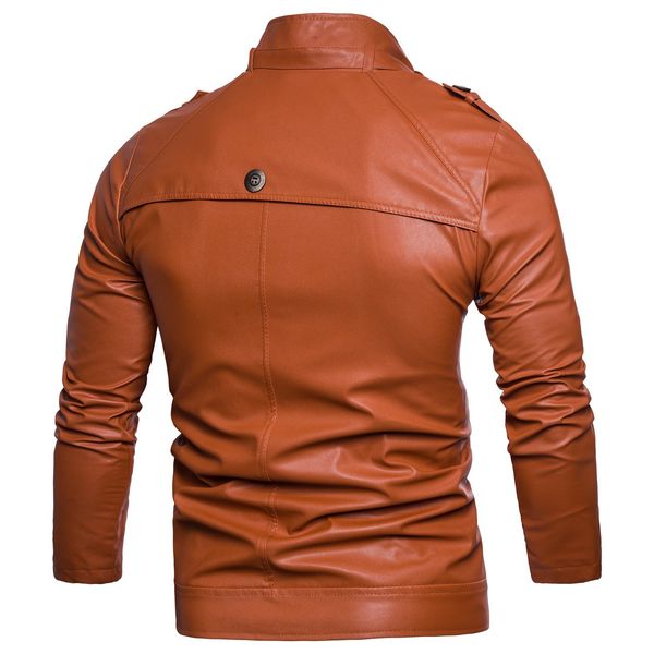 

supply of goods 2018 autumn new style europe and america men multi-button locomotive stand collar washing leather coat jacket me, Black