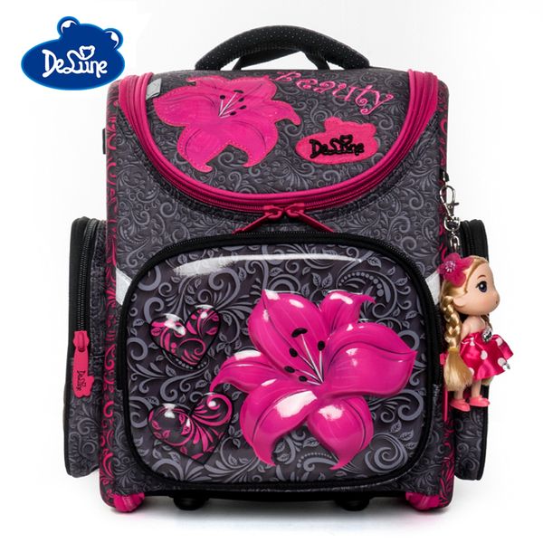 

delune мультфильм ранцы рюкзак для девочек для мальчиков цветочным узором детский ортопедический рюкзак первичная mochila infantil grade 3 t