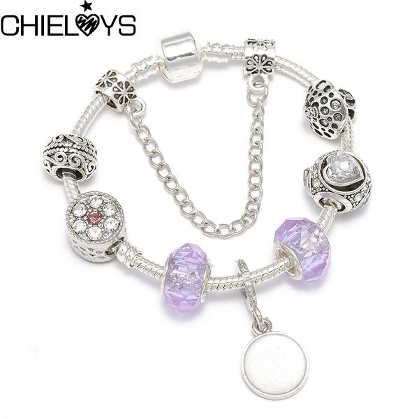 

chieloys fashion bracelet bangle jewelry safety chain charm bracelet crystal bead charm for women christmas gift, Golden;silver