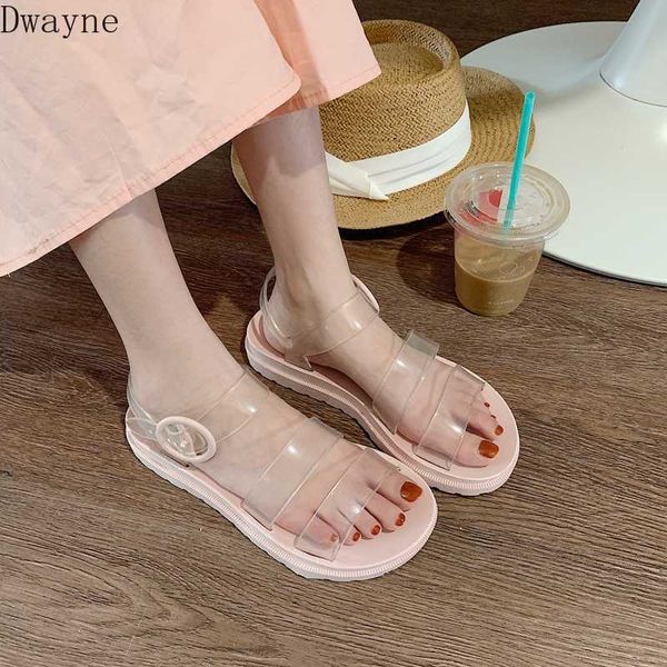 

2020 new female flat bottom korean fashion wild fairy wind crystal roman sandals tide, Black