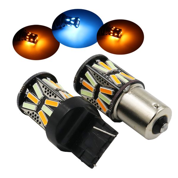 

ysy 2pcs super brigh bau15s 1156 7440 31smd 7020 led ice blue/amber auto turn signal tail bulbs brake lights daytime lamp