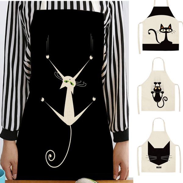 

1 шт. 68x55 см кошка печати кухонные фартуки унисекс ужин приготовления талии нагрудник хлопок белье забавный передник инструменты для очист