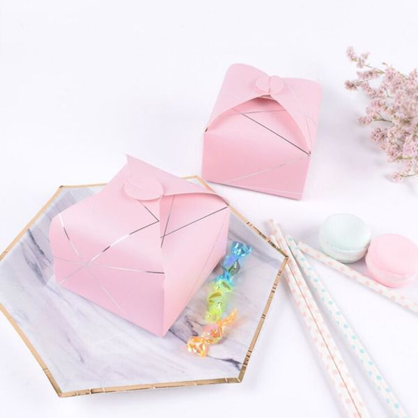 

new 30pcs 9x9x5.5cm original personalized wedding bronzing gift box sugar box cigarette spot pink dessert with hand gift, Pink;blue