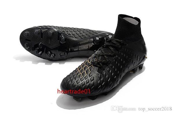 

original soccer black gold 100% shoes hypervenom phantom iii df fg39-45 soccer cleats high ankle outdoor grass football boots