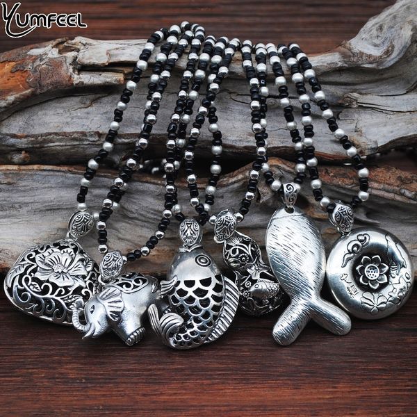 

yumfeel new metal with tibetan silver plated pendants necklaces fish flower purse gourd elephant necklace jewelry