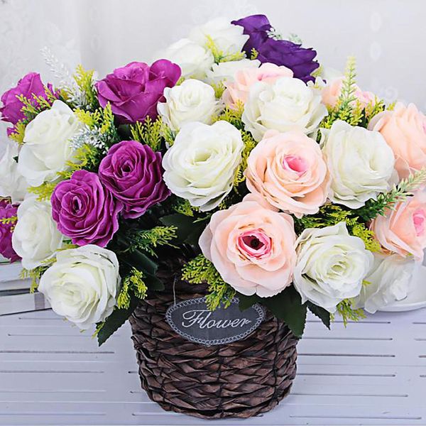 

40cm wedding bouquets for brides artificial rose flower holding bouquet wedding birthday party silk flower home table decoration