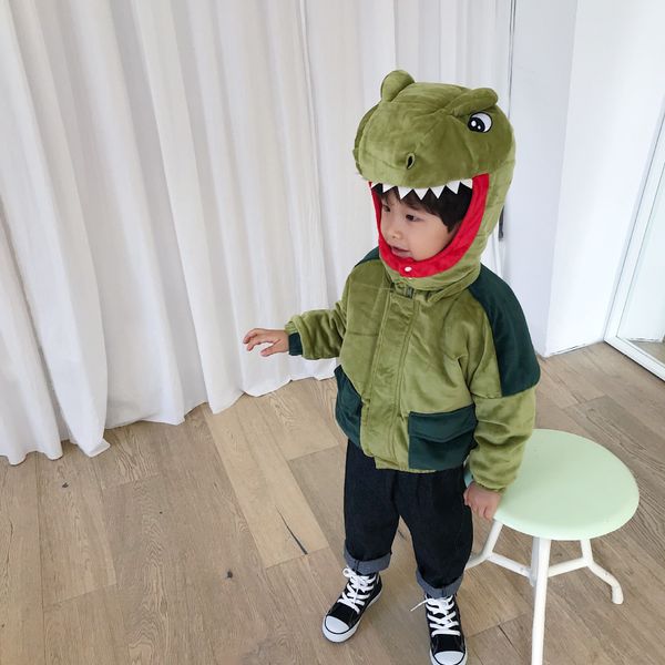 

tonytaobaby autumn winter clothes new boys and girls children's clothing cute cartoon dinosaur cardigan velvet coat, Blue;gray