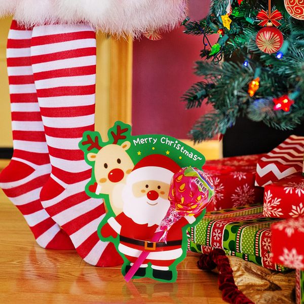 2019 bag cute santa claus candy bags pack paper cards christmas invitation card natal lollipop candy holds christmas gift decor sh190918 from hai05 christmas invitation card