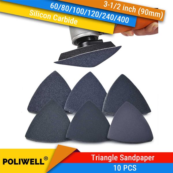 

10pcs oscillating multi tools hook & loop sanding paper saw blade triangular sander sandpaper silicon carbide sanding sheet for