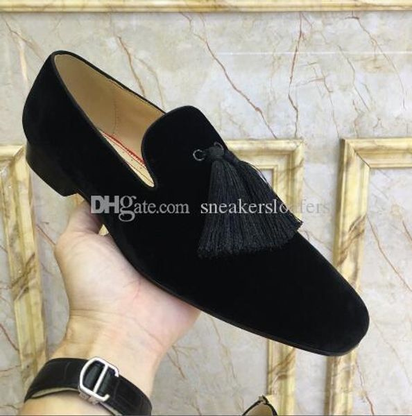 

brand dandelion tassel loafers slip on red bottom gentleman oxford luxury designer casual evening party business dress moccasin, Black