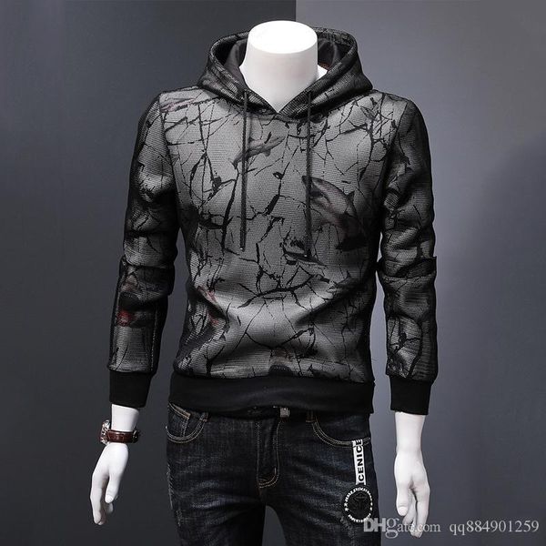 

2019 новая осень свитер камуфляжа с капюшоном повседневный костюм для мужчин с длинным рукавом спортивные длинным рукавом балахон размер m-5, Black