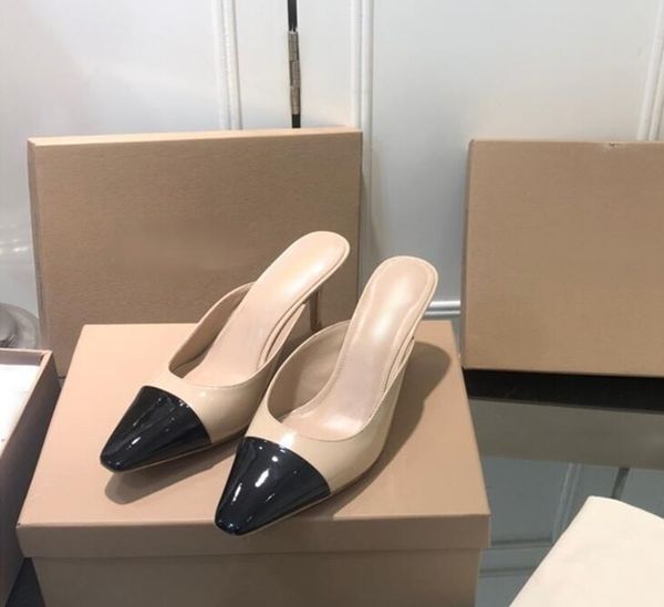 

the original brand of stiletto muller shoes, pointy sandal for women, has a new half slipper of 2020, Black