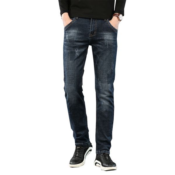 

men's jeans 2021 modal fabric business casual stretch jean trousers male brand, Blue