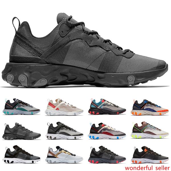 

2019 mens trainers react element 55 87 running shoes designer sports black gold orange men women sneakers chaussure size 36-45