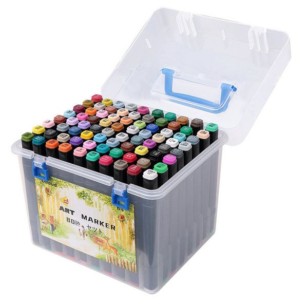 

gift sets 80 colors art markers set dual headed artist sketching oily ink drawing pen for manga children adults supplies