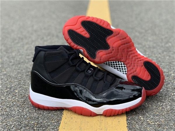 

2020 11 bred og high black white -varsity red 45 men basketball shoes 378037 -061 real carbon fiber sports shoes sneakers 7 -13