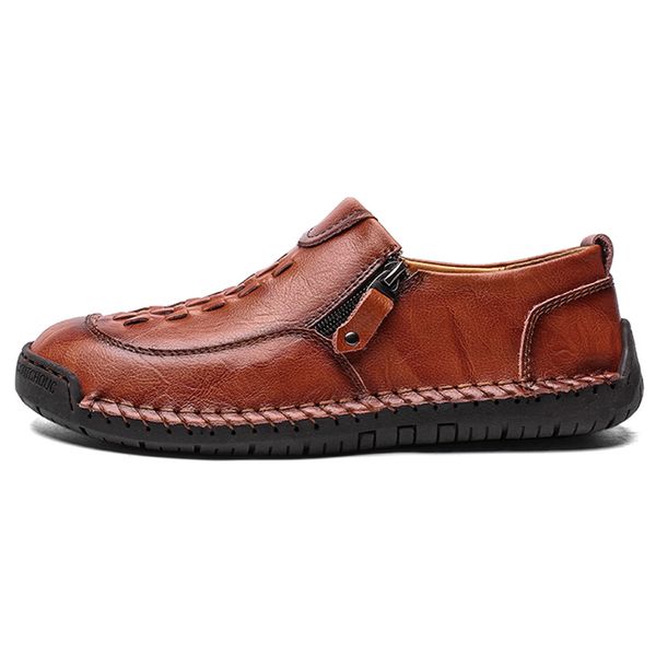 

2020new autumn men's casual shoes leather casual shoes driving non-slip lightness waterproof soft fashion jog, Black
