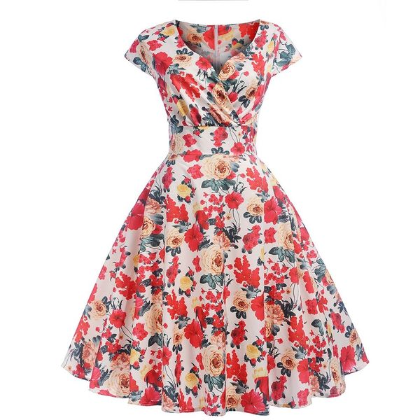 

женские платья в стиле ретро с коротким рукавом vadim v шеи платья партии печати качели бальное платье длиной до колен vestidos de fiesta f1, Black;pink