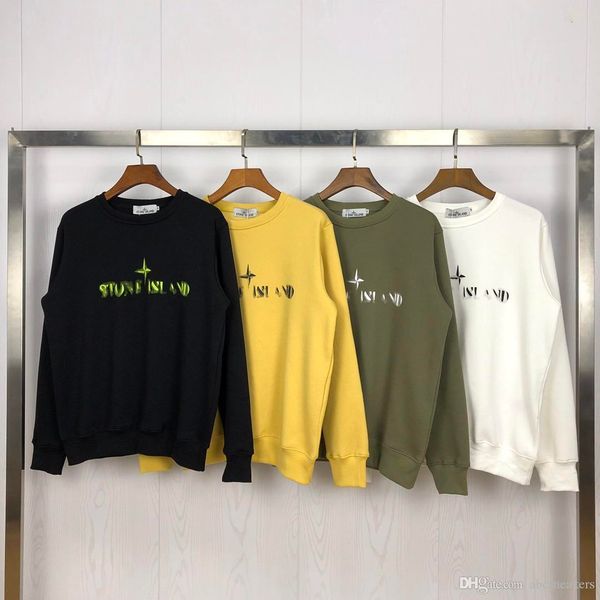 

2020 stone autumn and winter 19fw keep warm hoodie new add velvet sweater, Black