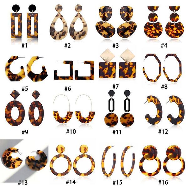 

new leopard print acrylic acetic acid sheet dangle earrings for women geometric circle square long drop statement earrings boho jewelry, Silver