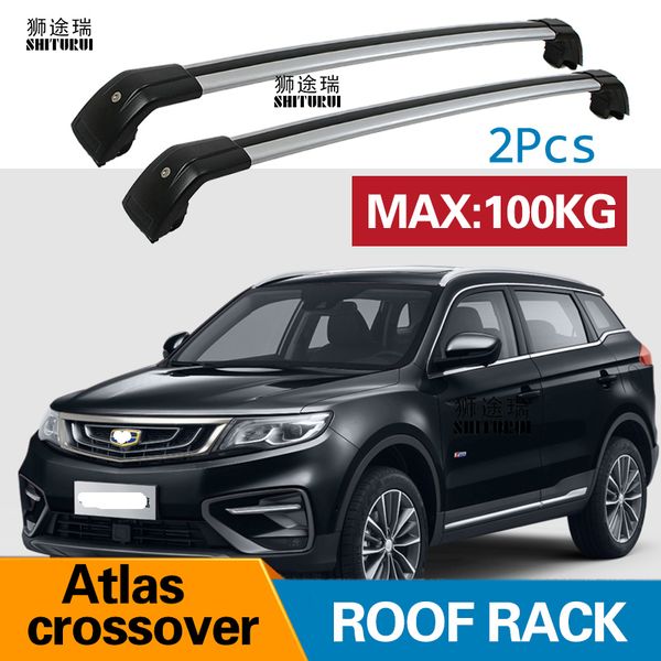 

2pcs roof bars for 2018 geely atlas crossover x7 sport 2016-2018 aluminum alloy side bars cross rails roof rack luggage
